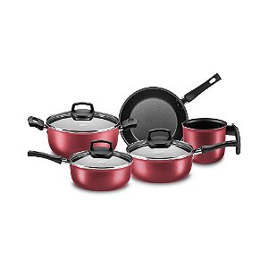 CONJUNTO PANELAS LINHA CRISTAL MTA CEREJA 5 PEÇAS