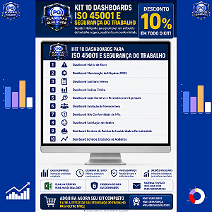 Kit 10 Dashboards para ISO 45001 e Segurança do Trabalho
