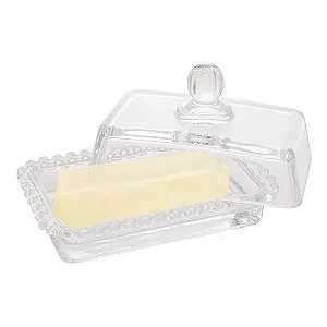 Manteigueira de Cristal com Tampa Pearl - 17cm x 10,5cm x 10cm - Wolff