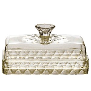 Manteigueira de Plástico Com Tampa Cristal Glamour Âmbar - PLASÚTIL
