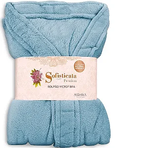 Roupão Microfibra Sofisticata Premium Azul de Inverno G - ATLÂNTICA