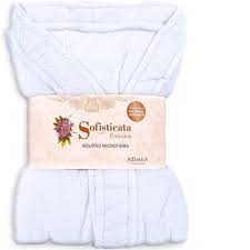 Roupão de Microfibra Sofisticata Premium Branco - Tamanho G - 100% Poliéster - ATLÂNTICA