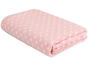 Manta Bebê Microfibra Coração Rosé 90cm x 1,10m - Atlântica