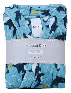 Roupão Kids Microfibra Soft Tubarões 4/6 - ATLÂNTICA
