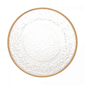 Prato Raso de Cristal com Borda Dourada Petra 28 cm - LYOR