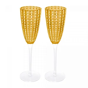 Conjunto 2 Taças para Champanhe de Vidro Orquídea Âmbar 200ml - WOLFF