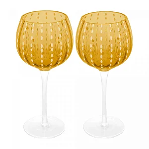 Conjunto 2 Taças para Vinho de Vidro Orquídea Âmbar 450ml - WOLFF
