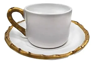 Conjunto 6 Xícaras para Café com Pires Bambu Flat - SCALLA