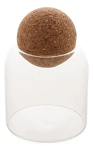 Pote de Vidro em Borossilicato com Tampa Esfera de Rolha - 510ml - LYOR