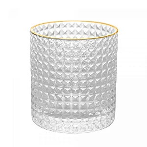 Conjunto com 2 Copos para Whisky de Vidro com Borda Dourada Spike 320ml - WOLFF