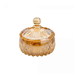Potiche Decorativa Louise Cristal Âmbar - 14cm x 14cm - WOLFF