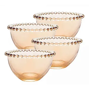 Conjunto de 4 Bowls Cristal Pearl Âmbar  8cm x 11cm x 14cm  - WOLFF