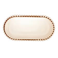 Travessa Oval de Cristal Pearl Âmbar 30cm x 15cm x 2cm - WOLFF
