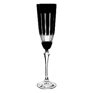 Taça para Champanhe Lapidada Preto em Cristal Elizabeth - BOHEMIA