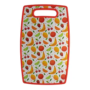 Tábua para Corte de Plástico Fruits Vermelha (37cm x 23cm x 1cm) - LYOR