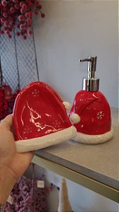Kit de Porta Sabonete Líquido e em Barra Noel - Decoração Natalina Charmosa