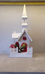 Casinha de Madeira com Luz 39cm - Decoração Encantadora