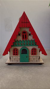 Casa de Madeira com LED - 13cm