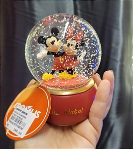 Globo de Neve Mickey e Minnie - Decoração Natalina 11cm x 8cm x 8cm