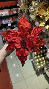 Flor Vermelha Aramada Ondulada 24 cm - Decoração Elegante