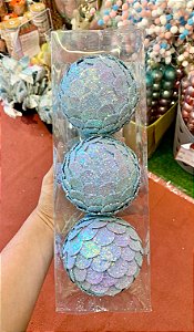 Kit Bola Pinha Seca Glitter 3 Peças - 10cm