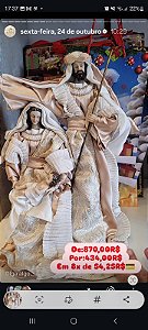 Sagrada Família 30 cm em tecido aramado com rosto e mãos em resina