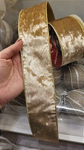 Fita Veluda Duas Cores Dourado e Ouro 6,3x900cm