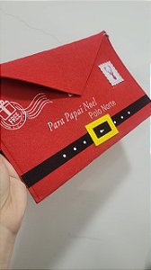 Carta Papai Noel em Feltro Vermelha 16,5x25cm
