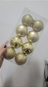 Kit 8 Bolas Douradas Natal 7 cm