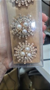 Conjunto 4 Porta guardanapos com Pérola dourado