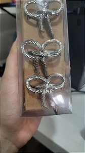Conjunto 4 Porta Guardanapos Laço Prata Natal