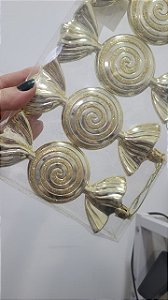 Kit 4 Bombons Dourado Natal Enfeite Árvore