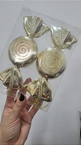 Kit 2 Bombons Dourados Decoração Natalina