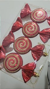 Kit 4 Bombons Vermelho Natal para Árvore