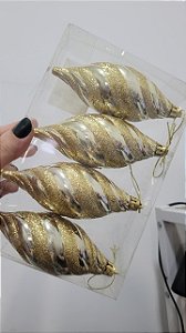 Kit 4 Penduricalhos Dourados 12 cm Natal