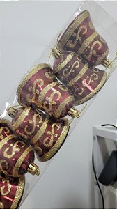 Kit 6 Sinos Natalinos Vinho com Dourado