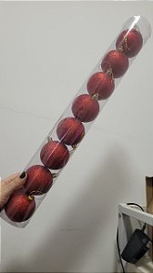 Kit 8 Bolas Vermelhas com Glitter 7cm Natal