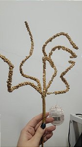 Galho Dourado Flocado para Decoração 50cm