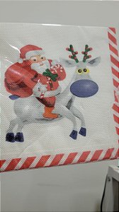 Guardanapo Papel Noel e Rena 15x15cm Natal