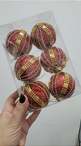 Kit 6 Bolas de Natal Vermelhas 6cm