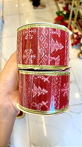 Kit duas fitas decorativas Natalinas Vermelha 5cm x 2,7m