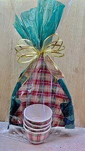 Kit Petisqueira e 4 Bowls Xadrez - Melamina