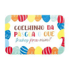 Tapete Páscoa Coelhinho Colorido 60x40cm Antiderrapante