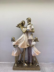 Família Decorativa Duas Meninas e Um Menino - 15x6,5x25,5cm