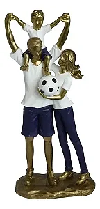 Estatueta Família Decorativa Futebol - 13,5x7x30cm