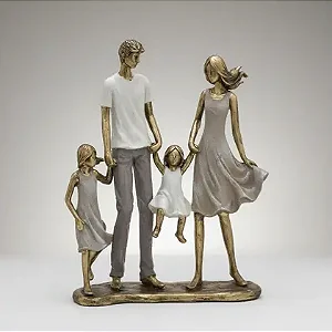 Família Decorativa em Resina Duas Meninas - 20,5x7,5x24,5cm