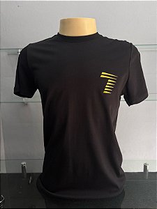 Camiseta Masculina Preta com Estampa Amarela