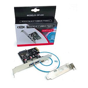 PLACA PCI-E 2 PORTAS USB 3.0+1 TIPO C DEX DP-33C