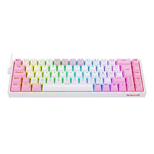 TECLADO MECANICO GAMER REDRAGON CASTOR BRANCO E ROSA RGB K631WPRGB BROWN