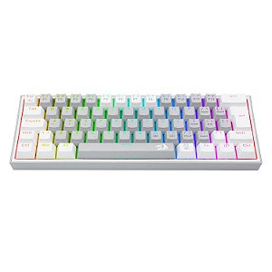 Teclado Mecanico Gamer Redragon Fizz Cinza e Branco Switch Azul RGB K617RGBGW